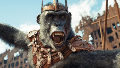 حضور پادشاه میمون‌ها در پوستر Kingdom of the Planet of the Apes