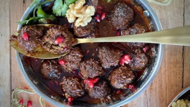 طرز تهیه فسنجون با گوشت قلقلی + نکات مزه دار کردن گوشت قلقلی
